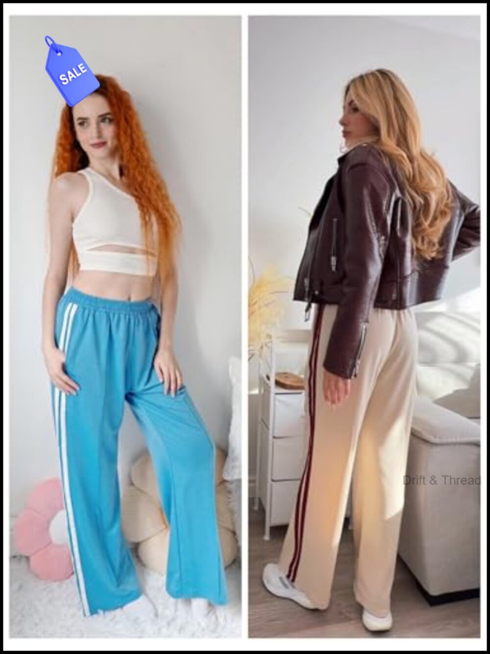 Women's Baggy Wide Leg Sweatpants High Waisted Joggers with Pockets - Picture 5 of 6